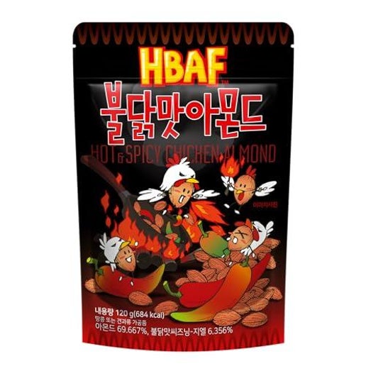 HBAF Korean Seasoned Hot Spicy Chicken Almonds 120g (South Korea)